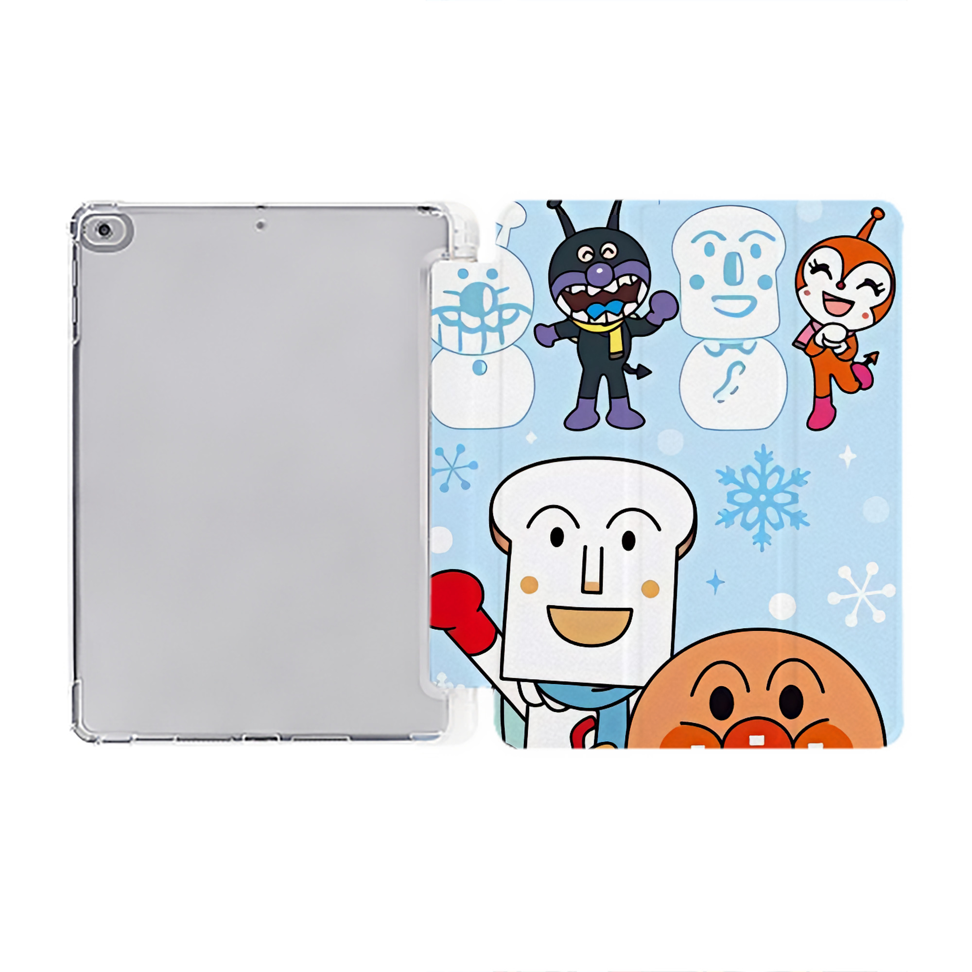 （画像用） アンパンマン Anpanman IPad ケース ペン収納付き 三つ折りスタンド PUレザー×シリコン 対応機種9.5/10.5/10.9インチ
